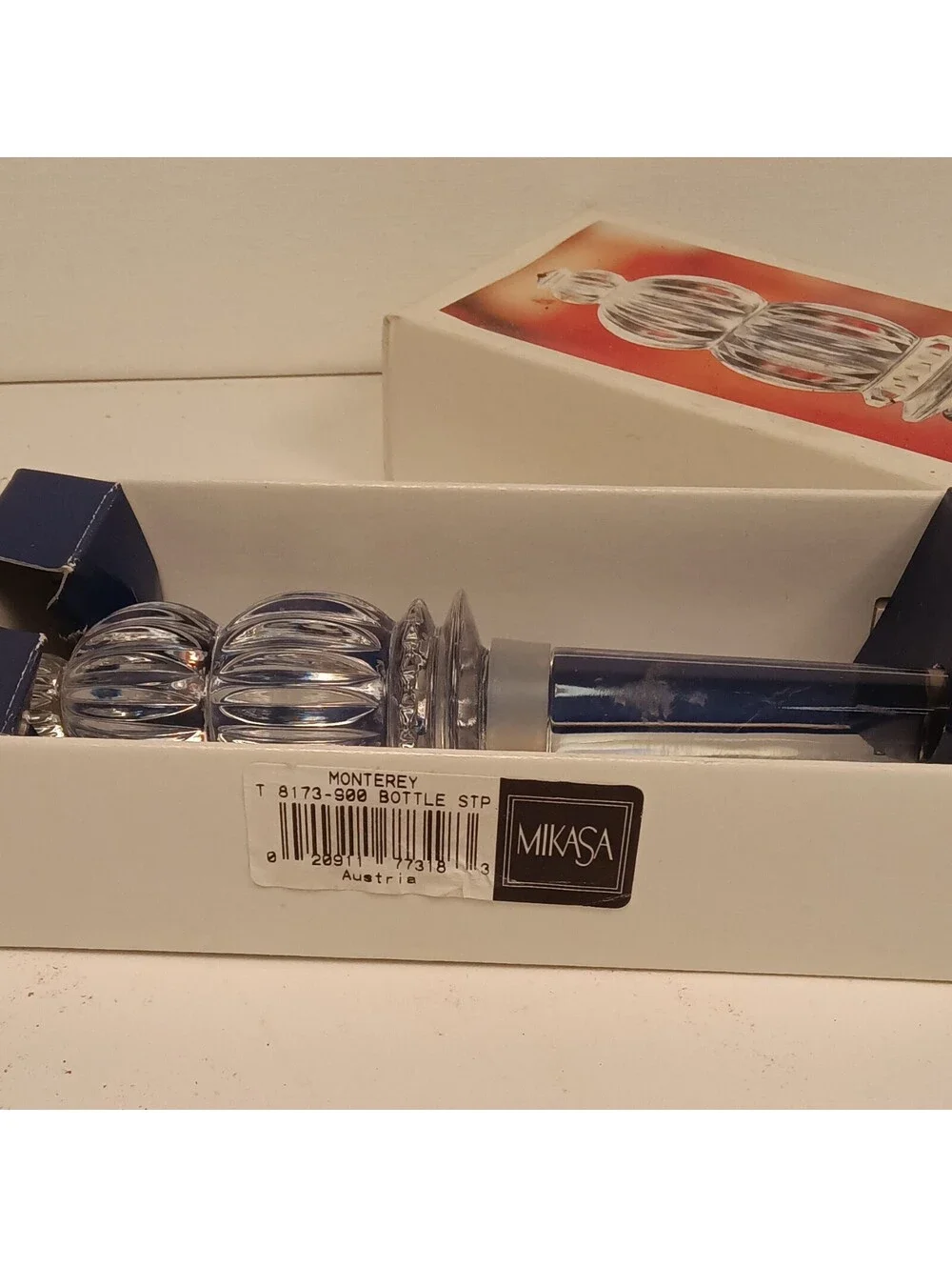 Mikasa Monterey Clear Glass Bottle Stopper Reusable 1-Hole MPN T 8173-900